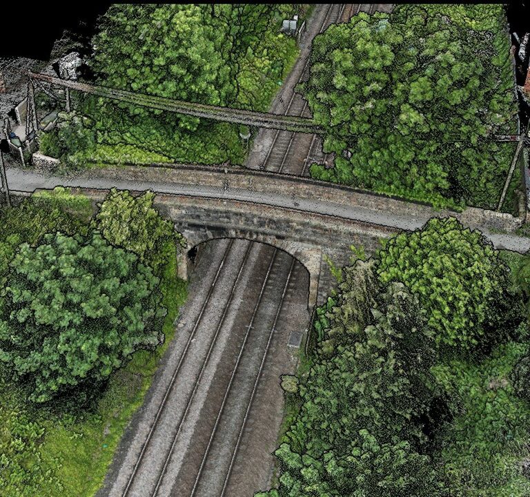 LiDAR point cloud of the rail overbridge at Flint